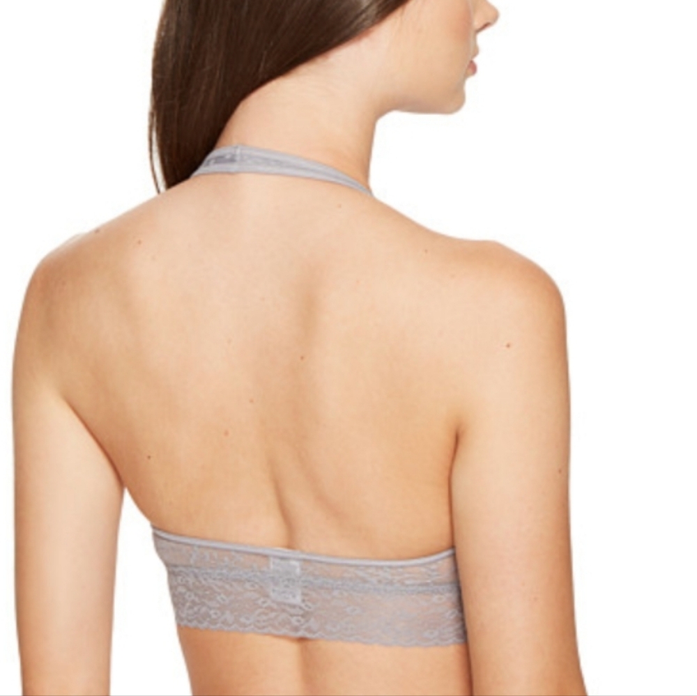 Calvin Klein QF4044-073 M Gray Unlined Lace Halter Bralette Size Med NWT